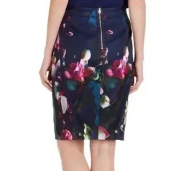 Ted Baker NEW NWT Grettia Pencil Skirt Blue Floral Orchid Print Women's Size 0-2 - Picture 2 of 11